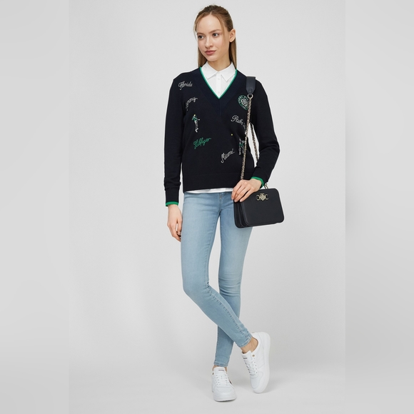 Tommy Hilfiger EMBROIDERY V-NECK JUMPER/ Sweater/Knitted/Preppy style/British - Picture 5 of 16